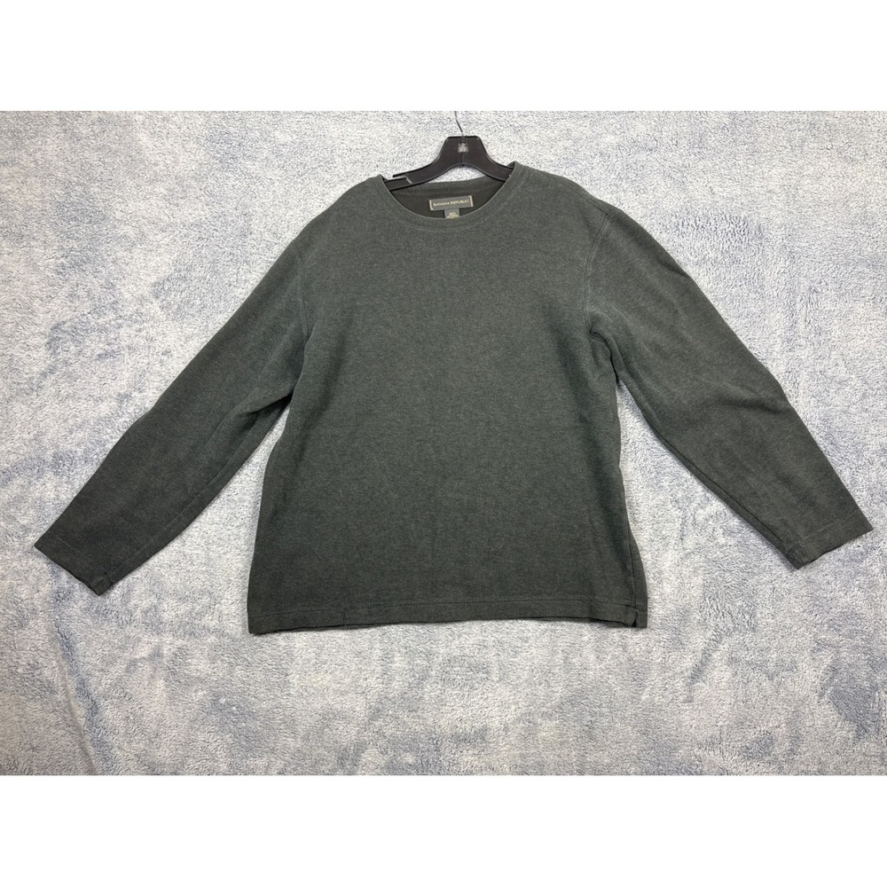 Banana Republic Mens L Gray Cotton Sweater Crewneck Long Sleeve Knit Pullover